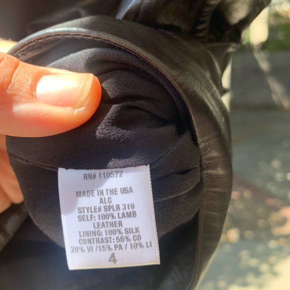 ALC black genuine leather mini skirt size 4 - Picture 6 of 11